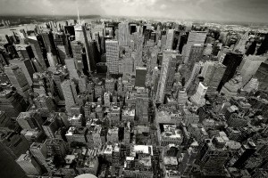 B&W Sky View of Manhattan