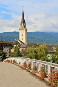 Villach - Walkway over the river Drau