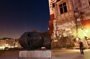 Krakow - Town Hall Tower and Eros Bendato sculpture Krakow - Town Hall Tower and Eros Bendato sculpture